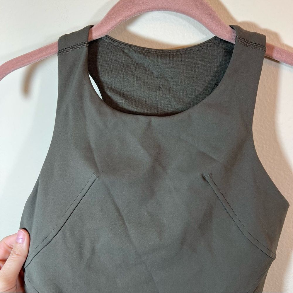 Lululemon Athletica Invigorate Training Tank Top with Bra‎ Olive Green 2 - Picture 4 of 10
